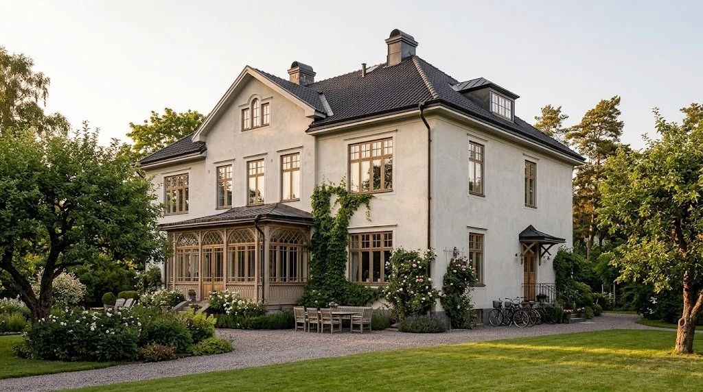 Originalfönster på en äldre villa i Djursholm